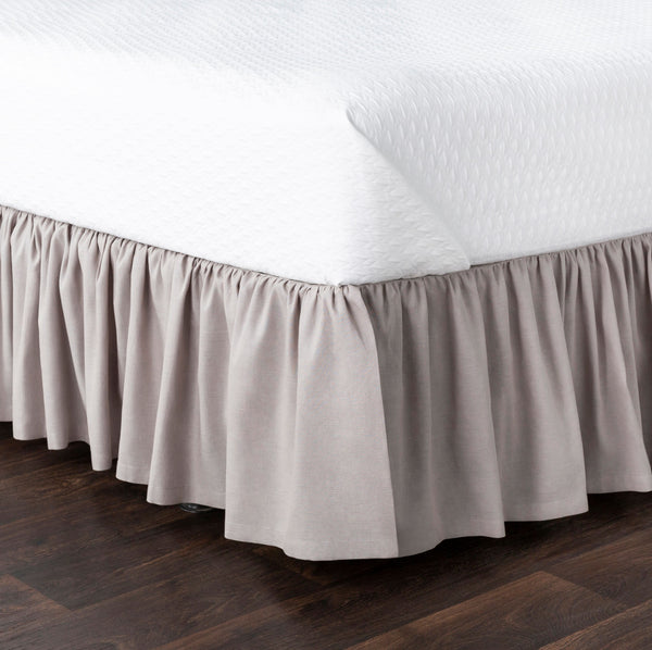 Surya Peyton Ruffle Bed Skirt - 78"W X 80"L X 15"Dl | Rustic Linen & Cotton Charm For Cozy Spaces! Oatmeal Linen,Cotton,Linen,Cotton Rlskt1001-kskt