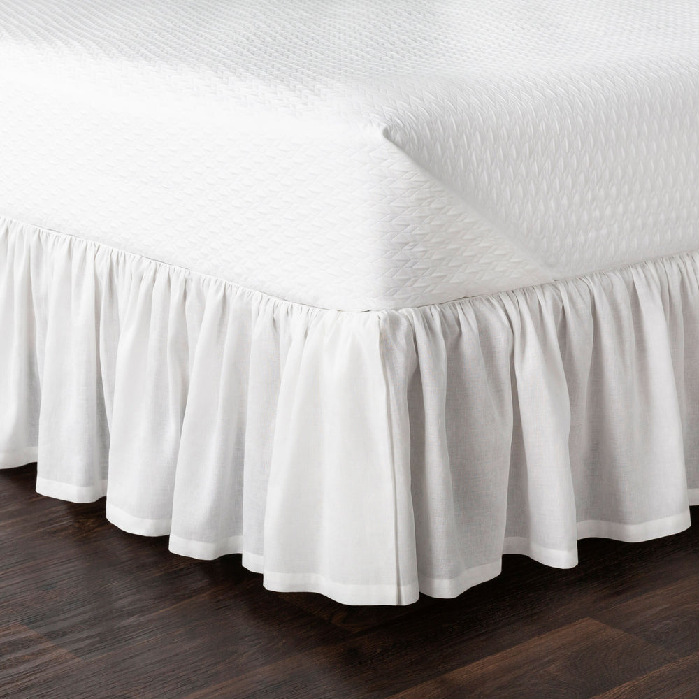 Surya Peyton Ruffle Bed Skirt - 78"W X 80"L X 15"Dl | Rustic Linen & Cotton Charm For Cozy Spaces! Gray Linen,Cotton,Linen,Cotton Rlskt1000-kskt