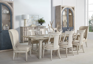 A.R.T. Furniture Alcove Trestle Dining Table In Belgian Ivory - Expands From 88" To 132" - Seats Up To 10 Comfortably! White Acacia Solids,Maple Veneers 321238-2817