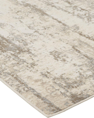 Feizy Rugs Parker Abstract Distressed Rug - Contemporary Viscose And Polyester Design For Modern Interiors Ivory,Brown Viscose,Polyester Prk3719fslvbgef01