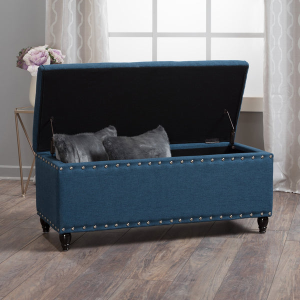 English Elm Storage Ottoman Bench with Hinged Lid Padded Seat Living Room Coffee Table 60581.00DBL