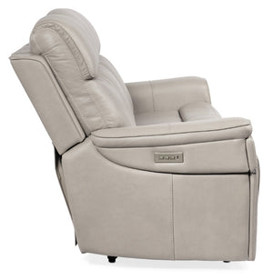 Hooker Furniture Lyra Zero Gravity Recliner Sofa With Power Headrest, Lumbar Support, Usb Charging, Cupholder, Top-Grain Leather Light Gray SS608-PHZL3-091
