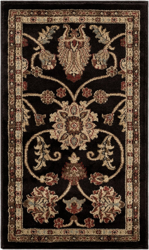 Livabliss Riley Traditional Updated Pattern Polypropylene Area Rug for High-traffic Living Spaces Black, Mustard 2' x 3'3" RLY5025-233