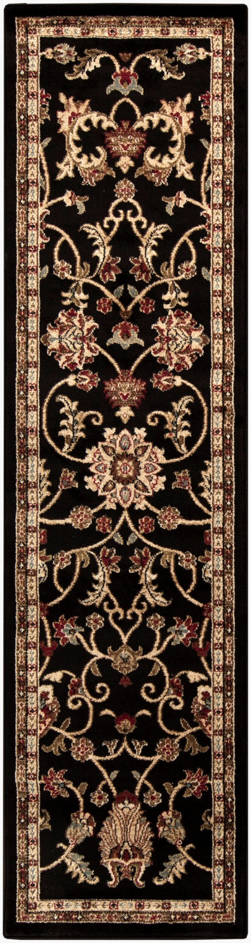 Livabliss Riley Traditional Updated Pattern Polypropylene Area Rug for High-traffic Living Spaces Black, Mustard 2' x 7'5" RLY5025-275