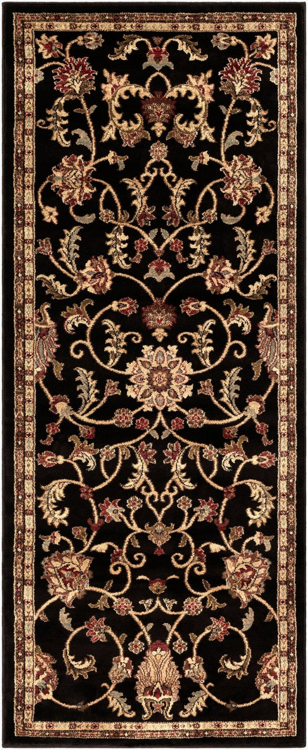 Livabliss Riley Traditional Updated Pattern Polypropylene Area Rug for High-traffic Living Spaces Black, Mustard 2'11" x 7'3" RLY5025-38