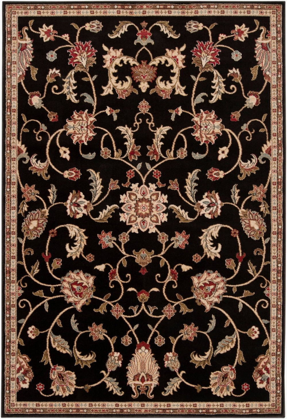 Livabliss Riley Traditional Updated Pattern Polypropylene Area Rug for High-traffic Living Spaces Black, Mustard 9'10" x 12'10" RLY5025-1013