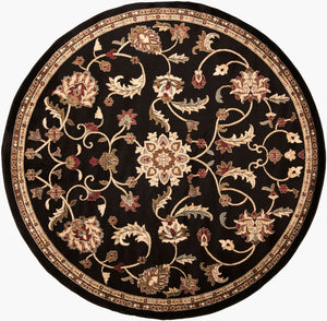 Livabliss Riley Traditional Updated Pattern Polypropylene Area Rug for High-traffic Living Spaces Black, Mustard 7'10" x 7'10" RLY5025-8RD