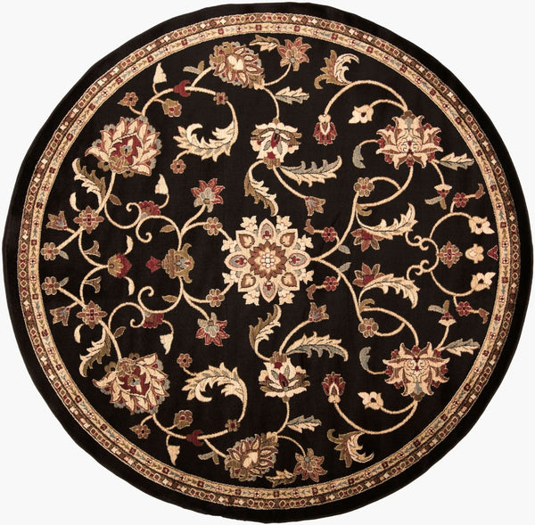 Livabliss Riley Traditional Updated Pattern Polypropylene Area Rug for High-traffic Living Spaces Black, Mustard 7'10" x 7'10" RLY5025-8RD