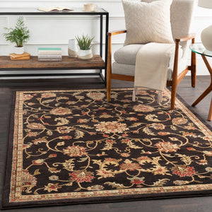 Livabliss Riley Traditional Updated Pattern Polypropylene Area Rug for High-traffic Living Spaces Black, Mustard 2' x 3'3" RLY5025-233