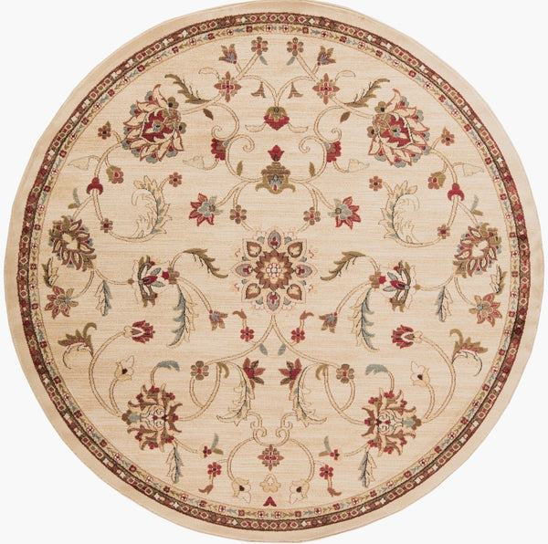 Livabliss Riley Traditional Polypropylene Area Rug for Living Dining and Bedroom Floors Beige, Mustard 7'10" x 7'10" RLY5026-8RD
