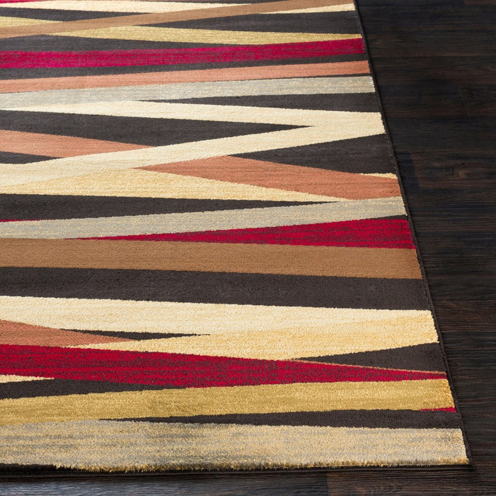 Livabliss Riley Geometric Polypropylene Area Rug with Mid-century Style for Entryway or Bedroom Dark Red, Wheat 3'11" x 5'3" RLY5057-455
