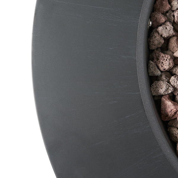English Elm 32" Round Propane Fire Pit 40000 Btu Powder Coated Iron Outdoor Patio Centerpiece 67759.00DGRY-40K