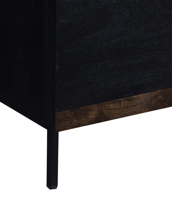 Porter Designs Porter Udo Solid Acacia Wood Sideboard With Dramatic Two-tone Finish In Black And Brown Tones Black Wood 07-108-06-8791