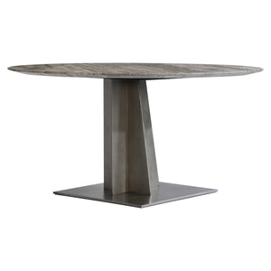 Bernhardt Bernhardt Equis Dining Table With Honed Silver Travertine Top & Graphite Steel Sculptural Base K1900