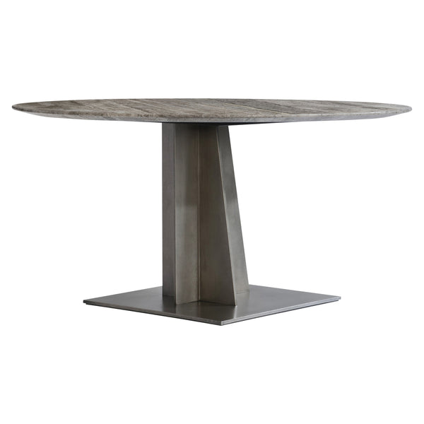 Bernhardt Bernhardt Equis Dining Table With Honed Silver Travertine Top & Graphite Steel Sculptural Base K1900