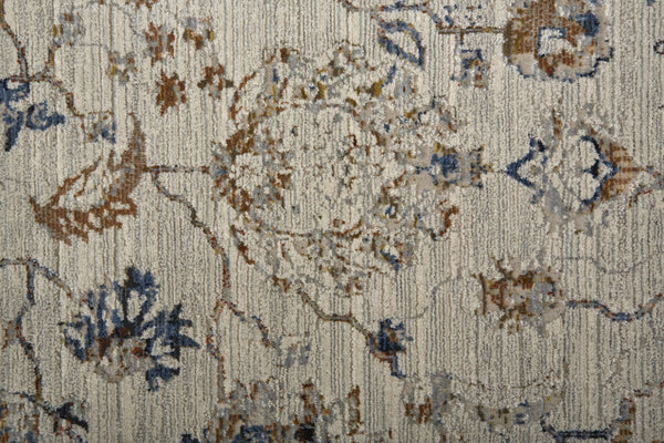 Feizy Rugs Kaia Soft Touch Low Pile Floral & Botanical Area Rug - Durable, Fade-resistant, Timeless Elegance Ivory,Orange,Blue Polypropylene,Viscose,Polyester Kai39gpfivymlth18