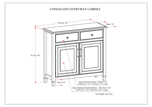 English Elm Connaught Solid Wood Entryway Storage Cabinet - Distressed Grey, Vintage Charm & Versatile Storage Solution B136P158541