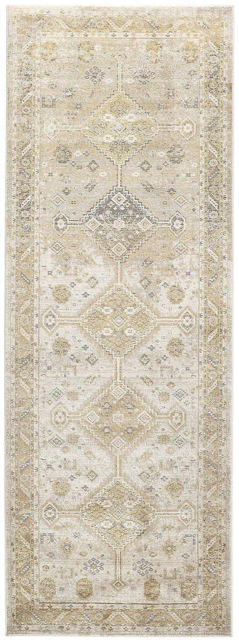 Feizy Rugs Aura Luxurious Modern Persian Area Rug - Durable Polyester Blend With Elegant Gold & Silver Design Gold,Ivory Polyester,Polypropylene Aur3738fgldivyi71