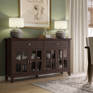 English Elm Artisan Solid Wood Large 4-Door Sideboard Buffet In Distressed Chestnut For Stylish Storage Solutions B136P158429
