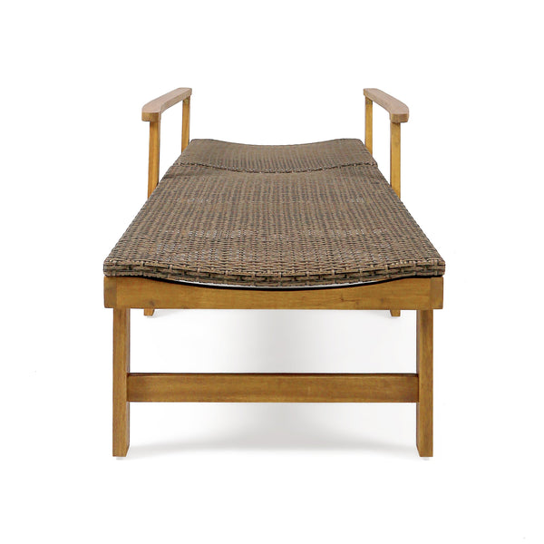 English Elm Christopher Knight Home® - Hampton Outdoor Wood & Wicker Chaise Lounge - Adjustable Comfort For Patios, Poolsides & Gardens 63763.00MCA