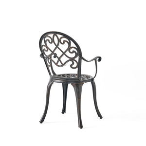 English Elm Camden Outdoor Cast Aluminum Bistro Set with Ice Bucket Scrollwork Copper Patio 52255.00COP