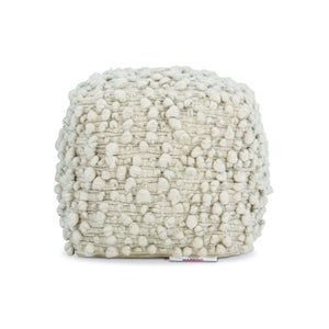 Bernhardt Bernhardt Kai Hand‑Loomed Wool Ottoman — Sculptural 18" Square Footstool, Textured Neutral Accent N1231O