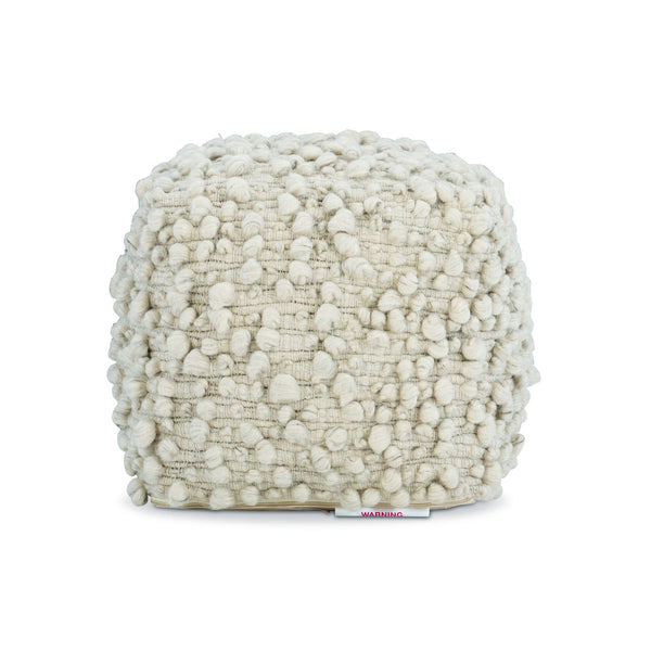 Bernhardt Bernhardt Kai Hand‑Loomed Wool Ottoman — Sculptural 18" Square Footstool, Textured Neutral Accent N1231O