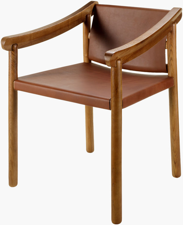 Surya Raymond Modern Dining Chair - 29"H Leather Upholstered Seat With Ash Wood Base For Stylish Comfort Top, Tan,Base, Brown Leather,Ash Wood Rmd001-292221
