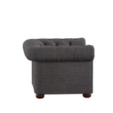 Homelegance By Top-Line Pietro Tufted Scroll Arm Chesterfield Chair Dark Grey Linen