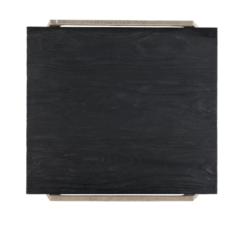 Hooker Furniture Chapman Charred Shou Sugi Ban End Table With Hammered Pewter Frame, Rustic Urban Accent (26") 6033-80214-99