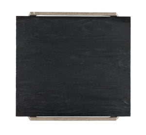 Hooker Furniture Chapman Charred Shou Sugi Ban End Table With Hammered Pewter Frame, Rustic Urban Accent (26") 6033-80214-99