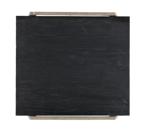 Hooker Furniture Chapman Charred Shou Sugi Ban End Table With Hammered Pewter Frame, Rustic Urban Accent (26") 6033-80214-99