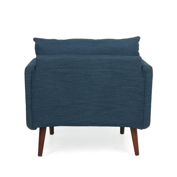 English Elm Christopher Knight Home® - CLUB Club Chair Upholstered Fabric Accent Chair with Walnut Birch Legs, Modern Sophisticated Seating Appeal Navy Blue 30.25 L x 25.75 W x 21 H 71573.00NBLU
