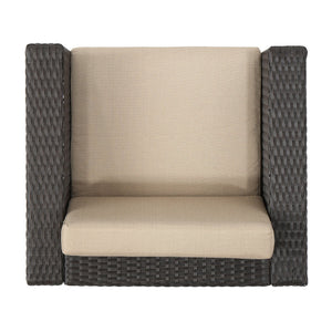 English Elm Puerta Outdoor Club Chair Woven Faux Rattan Iron Frame All Weather Patio Lounge 52979.00DBRN