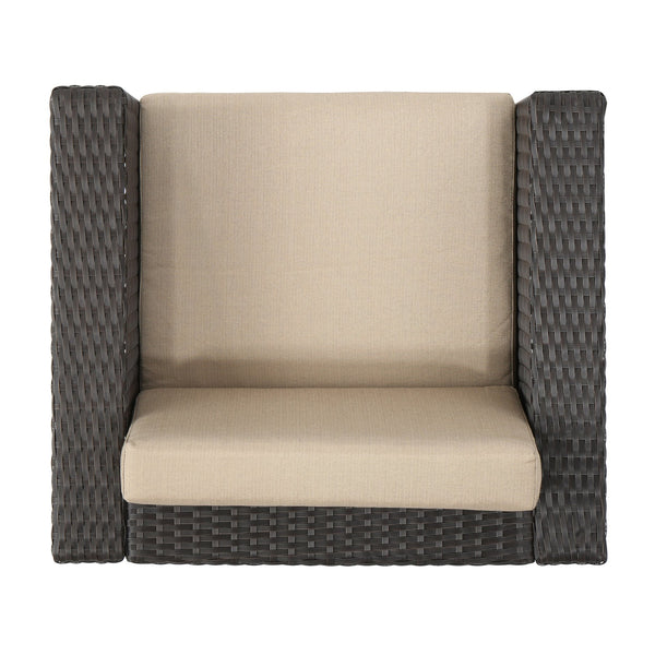 English Elm Puerta Outdoor Club Chair Woven Faux Rattan Iron Frame All Weather Patio Lounge 52979.00DBRN