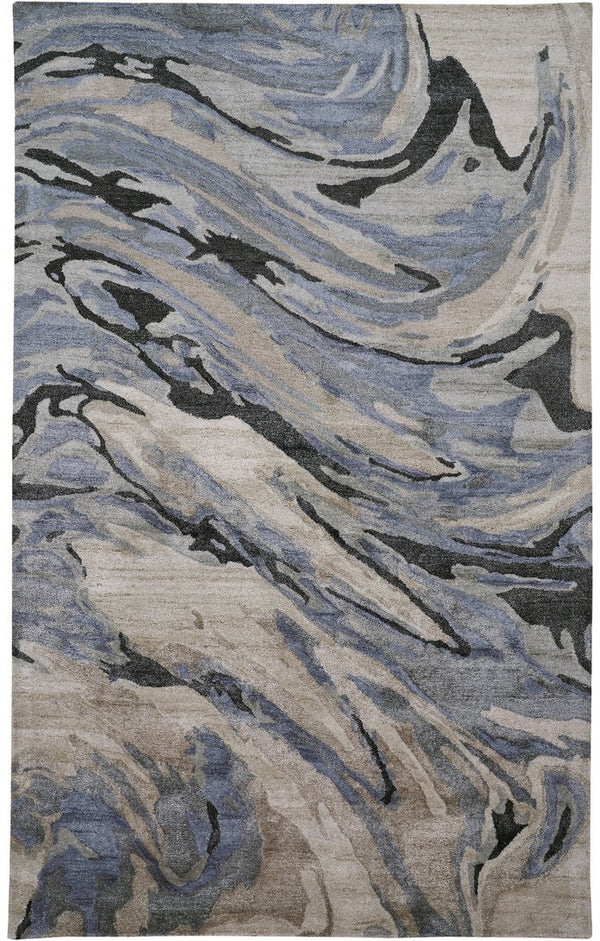 Feizy Rugs Dryden Hand-tufted Abstract Viscose/Wool Rug - Elegant Blue-green And Gray Design For Modern Spaces Blue,Gray,Taupe Viscose,Wool 8738790fblugrye10