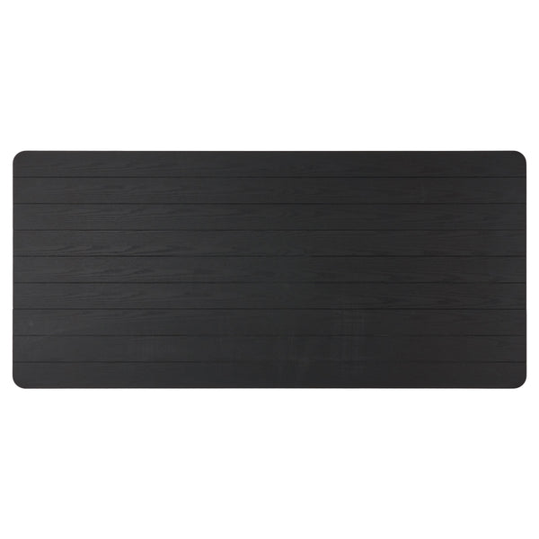 English Elm Christopher Knight Home® - DINING Rustic Farmhouse Slatted Top Table with Solid Rubberwood Construction and Tapered Square Legs Black 65643.00BLK