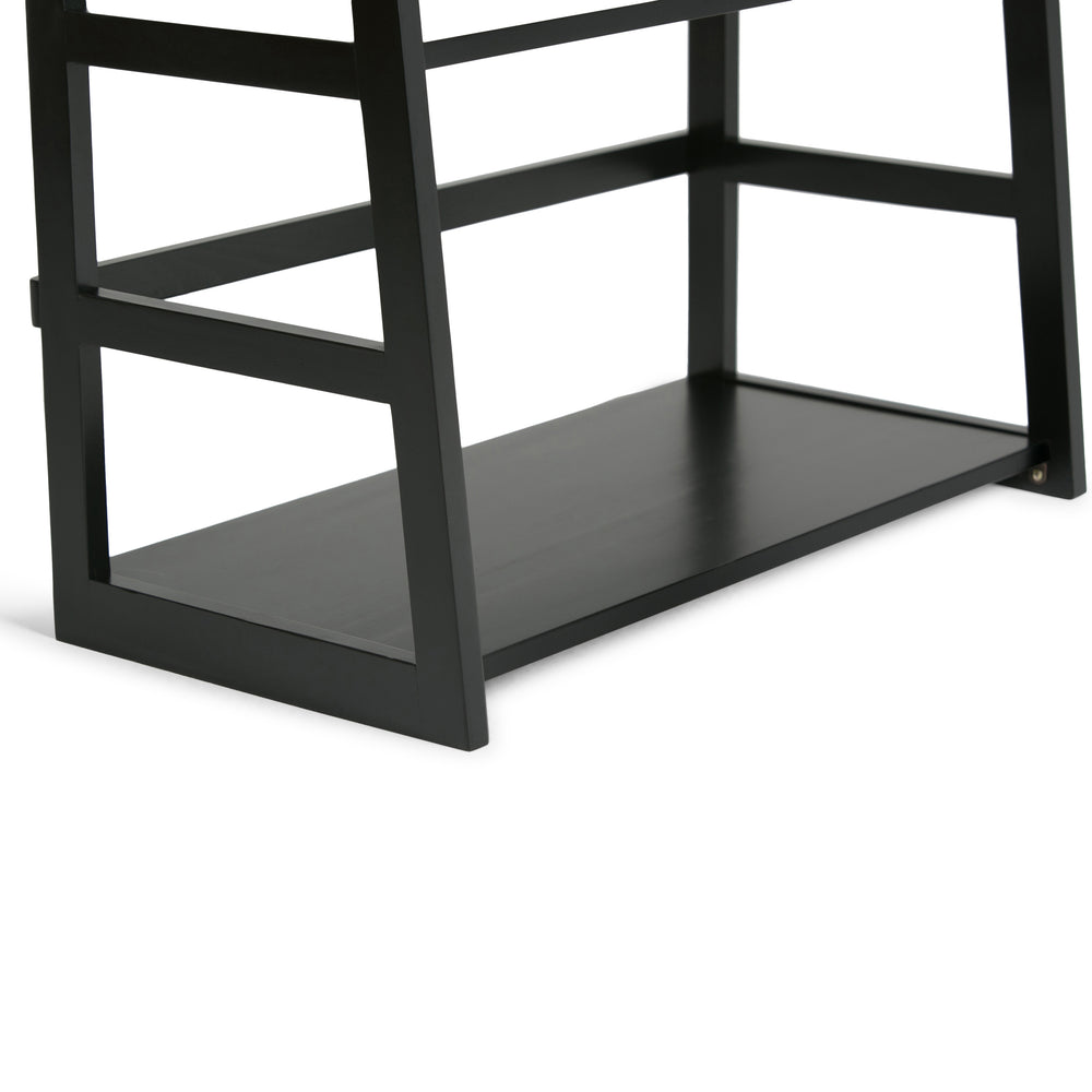 English Elm Acadian Ladder Shelf Bookcase - Handcrafted Solid Wood, 5 Wide Shelves In Elegant Black Finish B136P159679