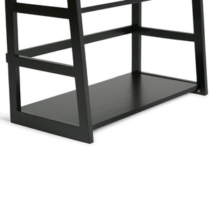 English Elm Acadian Ladder Shelf Bookcase - Handcrafted Solid Wood, 5 Wide Shelves In Elegant Black Finish B136P159679