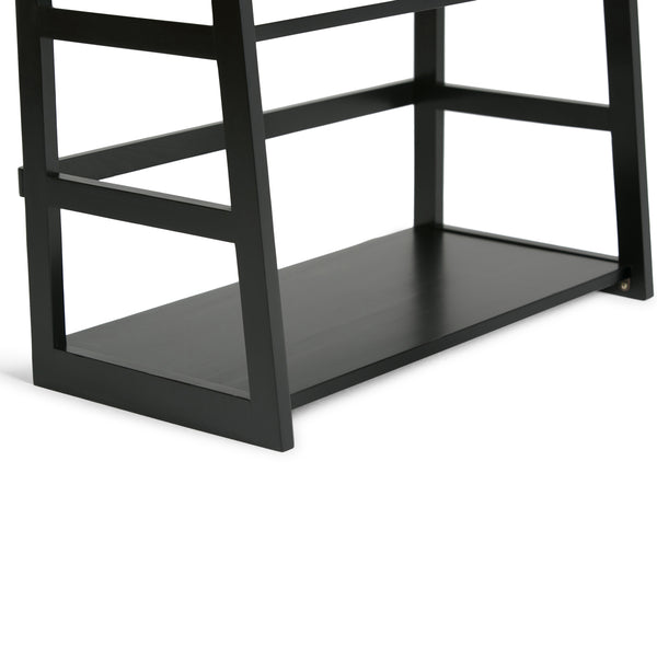 English Elm Acadian Ladder Shelf Bookcase - Handcrafted Solid Wood, 5 Wide Shelves In Elegant Black Finish B136P159679