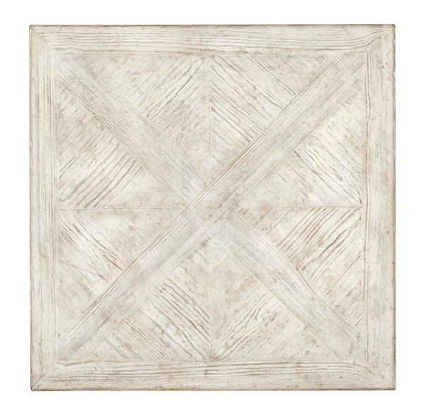Hooker Furniture Commerce Block Buster End Table — Distressed Parquet Pine Cube With Plinth Base For Cozy Coastal Style Whites/Creams/Beiges 7228-80187-80