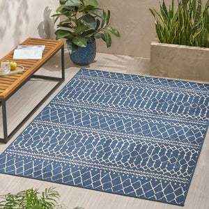 English Elm Christopher Knight Home® - 5'3"x7' Rug - Blue Polypropylene Area Rug, 100% Durable Low-Pile 4mm Handcrafted Accent for Living Room 72346.00