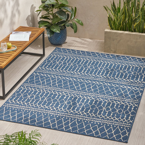 English Elm Christopher Knight Home® - 5'3"x7' Rug - Blue Polypropylene Area Rug, 100% Durable Low-Pile 4mm Handcrafted Accent for Living Room 72346.00