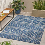 Christopher Knight Home® - Noble House - Currie 5'3" X 7' Indoor/Outdoor Area Rug, Blue and Ivory