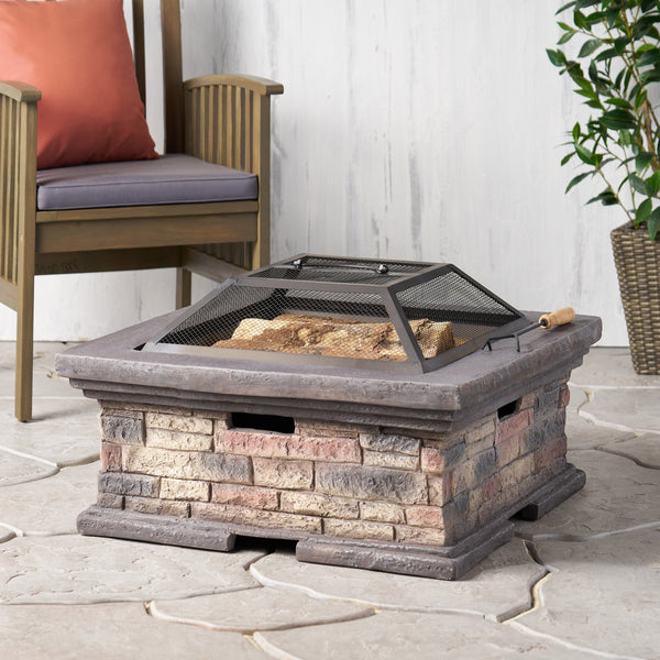 English Elm Mgo Square Wood Burning Fire Pit for Patio Backyard Gatherings Weatherproof Outdoor 72475.00