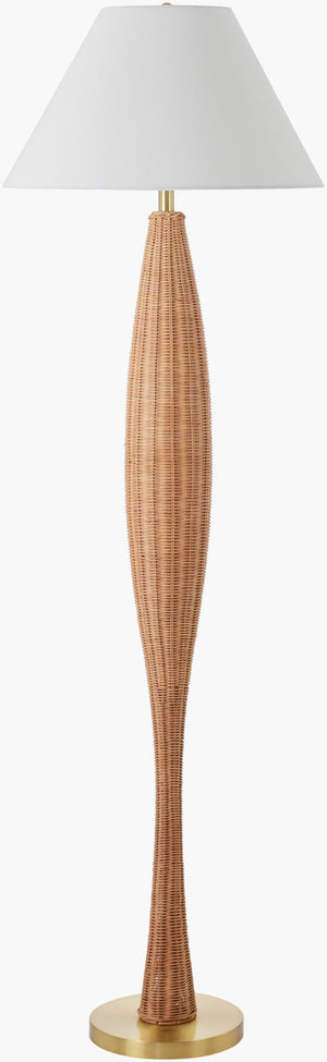 Livabliss Rambla Rattan Floor Lamp with Linen Shade Arts and Crafts Style for Living Rooms RML-001