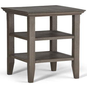 English Elm Acadian Farmhouse Grey End Table - Handcrafted Solid Wood With Open Shelves For Stylish Storage B136P159689