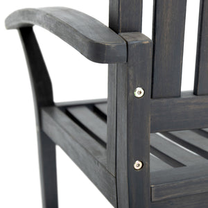 English Elm Christopher Knight Home® - Patio Acacia Wood Rocking Loveseat with Armrests — Handcrafted 2-Person Porch Bench, Slatted Comfort DARK GREY 62267.00DGRY