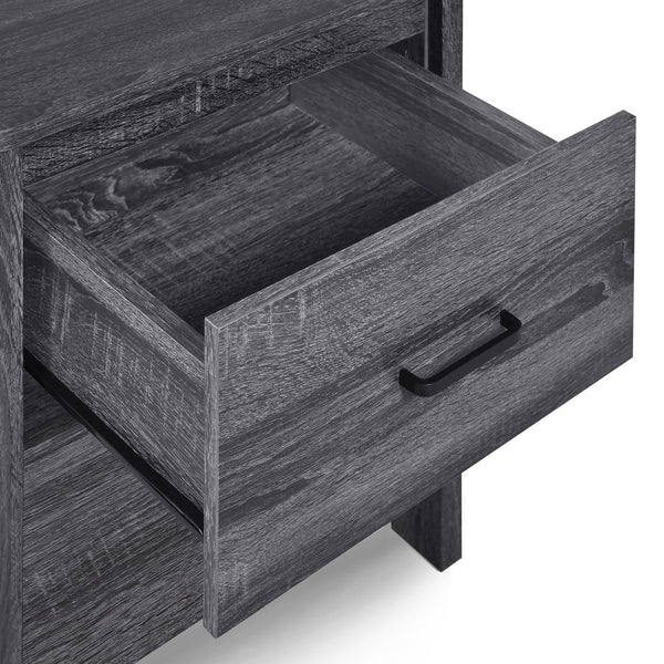 English Elm Toolless Assembly Two Drawer Nightstand Faux Wood Finish Modern Bedroom Storage 72038.00SONGRY