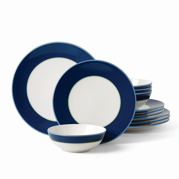 Lenox Kate Spade Make It Pop 12-Piece Dinnerware Set Blue, NAVY PORCELAIN 895092